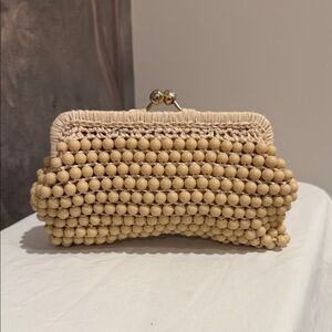 Chic Beige Beaded Clutch vintage